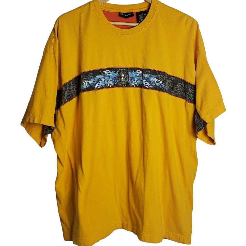 Vintage Y2K Men's Yellow Graphic TShirt No Boundaries 2XL